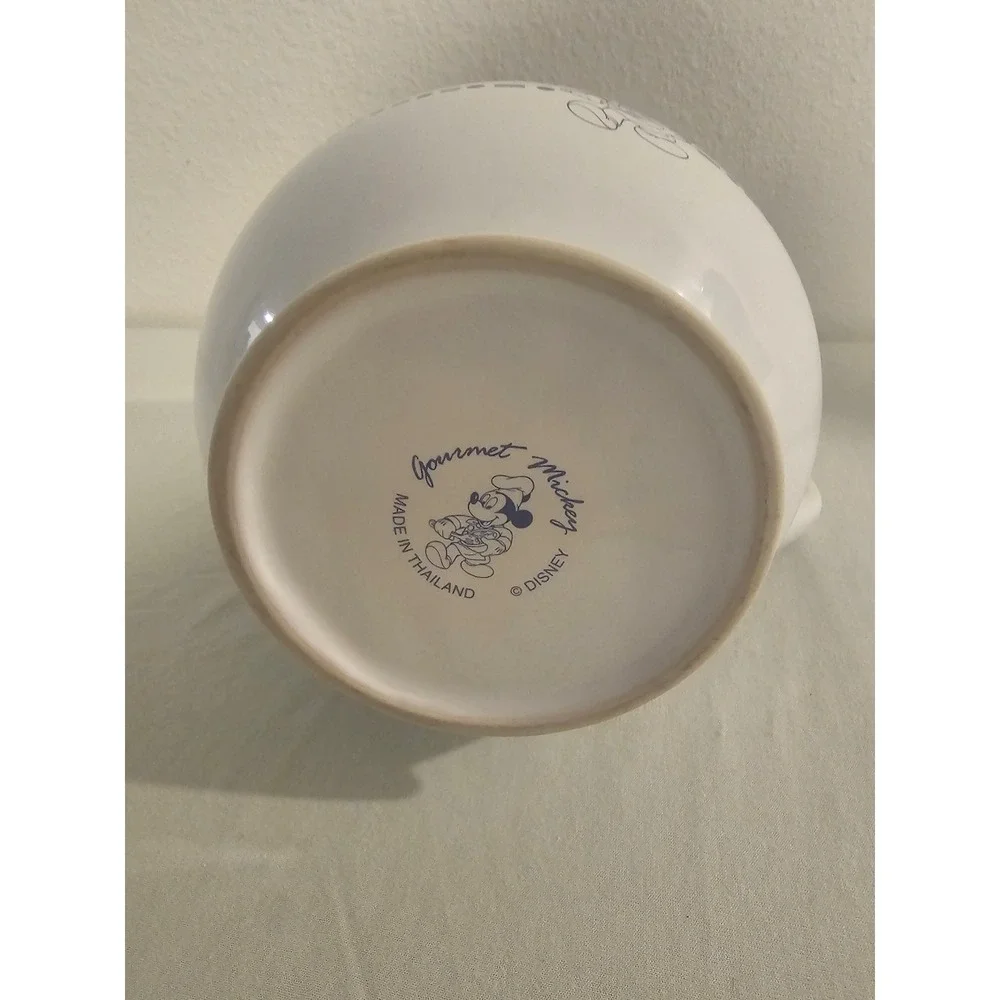 Disney Gourmet Mickey Ceramic Pitcher White Blue Chef Mickey Mouse 7 inch